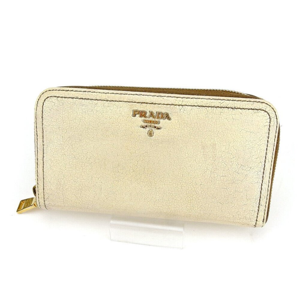 Prada Purse logo beige Gold Pink Ladies Authentic